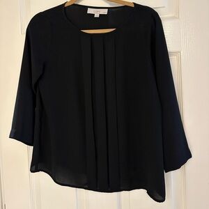 LOFT Black Silk Blouse, Size Small Petite